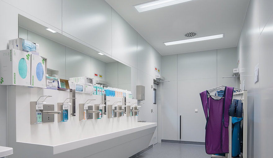 Utility room lighting LED light for care homes by TRILUX